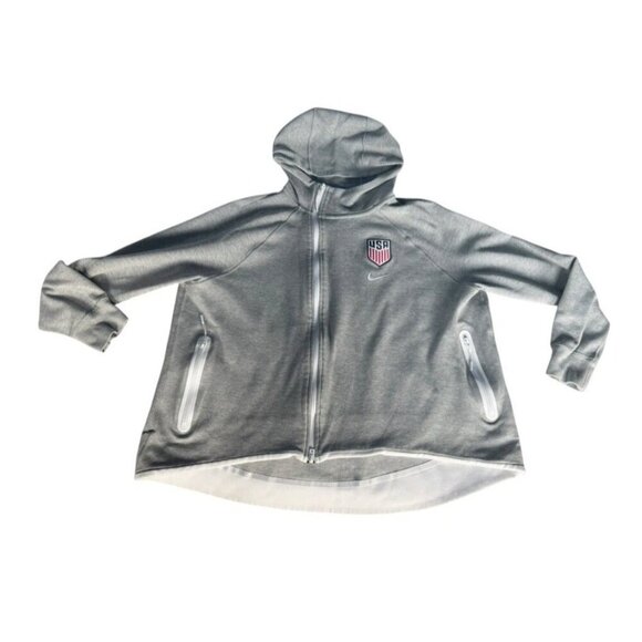 Nike USA Tech Fleece Windrunner Asym Full Zip Hoodie Woman's Sz XL Heather Grey - Picture 13 of 13